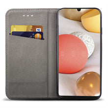 Cargar imagen en el visor de la galería, Moozy Case Flip Cover for Samsung A42 5G, Black - Smart Magnetic Flip Case with Card Holder and Stand
