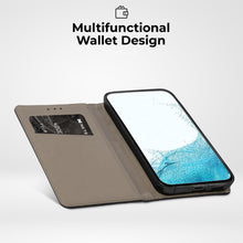 Ladda upp bild till gallerivisning, Moozy Case Flip Cover for Samsung S22, Black - Smart Magnetic Flip Case Flip Folio Wallet Case with Card Holder and Stand, Credit Card Slots, Kickstand Function
