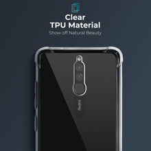 Cargar imagen en el visor de la galería, Moozy Shock Proof Silicone Case for Xiaomi Redmi 8 - Transparent Crystal Clear Phone Case Soft TPU Cover
