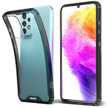 Carica l&#39;immagine nel visualizzatore di Gallery, Moozy Xframe Shockproof Case for Samsung A33 5G - Black Rim Transparent Case, Double Colour Clear Hybrid Cover with Shock Absorbing TPU Rim
