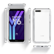 Carica l&#39;immagine nel visualizzatore di Gallery, Moozy Shock Proof Silicone Case for Huawei Y6 2018 - Transparent Crystal Clear Phone Case Soft TPU Cover
