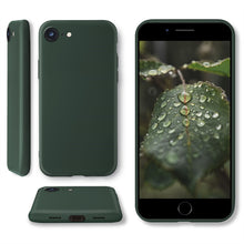 Załaduj obraz do przeglądarki galerii, Moozy Lifestyle. Case for iPhone SE 2020, iPhone 8 and iPhone 7, Dark Green - Liquid Silicone Cover with Matte Finish and Soft Microfiber Lining
