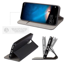 Cargar imagen en el visor de la galería, Moozy Case Flip Cover for Huawei Mate 10 Lite, Black - Smart Magnetic Flip Case with Card Holder and Stand
