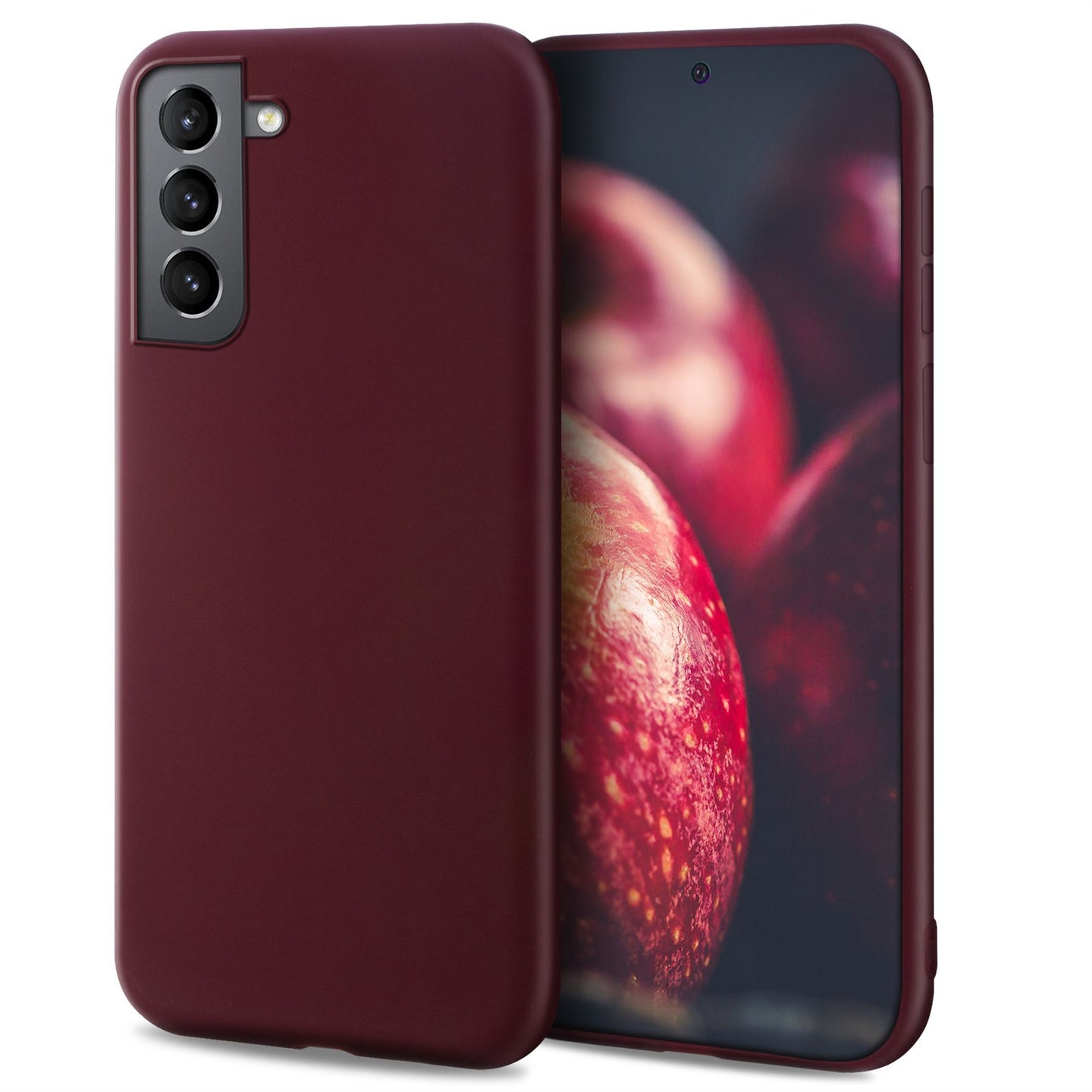 Moozy Minimalist Series Silicone Case for Samsung S21, Samsung S21 5G, Wine Red - Matte Finish Slim Soft TPU Cover