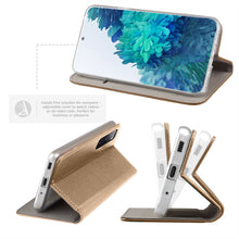 Lade das Bild in den Galerie-Viewer, Moozy Case Flip Cover for Samsung S20 FE, Gold - Smart Magnetic Flip Case with Card Holder and Stand
