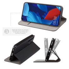 Załaduj obraz do przeglądarki galerii, Moozy Case Flip Cover for Huawei Nova 5T and Honor 20, Black - Smart Magnetic Flip Case with Card Holder and Stand
