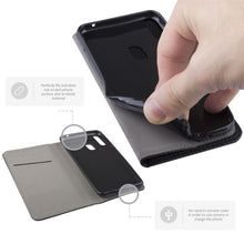 Cargar imagen en el visor de la galería, Moozy Case Flip Cover for Samsung M20, Black - Smart Magnetic Flip Case with Card Holder and Stand
