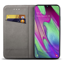Załaduj obraz do przeglądarki galerii, Moozy Case Flip Cover for Samsung A40, Black - Smart Magnetic Flip Case with Card Holder and Stand
