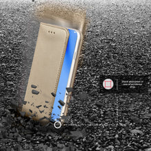 Cargar imagen en el visor de la galería, Moozy Case Flip Cover for Huawei P40 Lite, Gold - Smart Magnetic Flip Case with Card Holder and Stand
