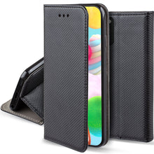 Cargar imagen en el visor de la galería, Moozy Case Flip Cover for Samsung A41, Black - Smart Magnetic Flip Case with Card Holder and Stand
