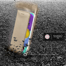 Cargar imagen en el visor de la galería, Moozy Case Flip Cover for Samsung A51, Gold - Smart Magnetic Flip Case with Card Holder and Stand
