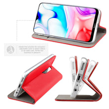 Carica l&#39;immagine nel visualizzatore di Gallery, Moozy Case Flip Cover for Xiaomi Redmi 8, Red - Smart Magnetic Flip Case with Card Holder and Stand
