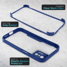 Cargar imagen en el visor de la galería, Moozy 360 Case for Xiaomi 11T and 11T Pro - Blue Rim Transparent Case, Full Body Double-sided Protection, Cover with Built-in Screen Protector
