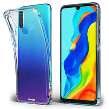 Charger l&#39;image dans la galerie, Moozy Xframe Shockproof Case for Huawei P30 Lite - Transparent Rim Case, Double Colour Clear Hybrid Cover with Shock Absorbing TPU Rim
