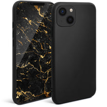 Afbeelding in Gallery-weergave laden, Moozy Minimalist Series Silicone Case for iPhone 13, Black - Matte Finish Lightweight Mobile Phone Case Slim Soft Protective
