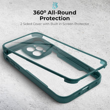 Cargar imagen en el visor de la galería, Moozy 360 Case for iPhone 14 Pro - Green Rim Transparent Case, Full Body Double-sided Protection, Cover with Built-in Screen Protector
