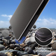 Cargar imagen en el visor de la galería, Moozy Wallet Case for iPhone 12 Pro Max, Black Carbon – Metallic Edge Protection Magnetic Closure Flip Cover with Card Holder
