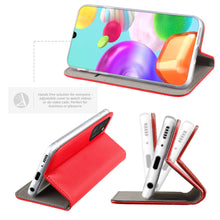 Cargar imagen en el visor de la galería, Moozy Case Flip Cover for Samsung A41, Red - Smart Magnetic Flip Case with Card Holder and Stand
