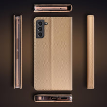 Carica l&#39;immagine nel visualizzatore di Gallery, Moozy Case Flip Cover for Samsung S22, Gold - Smart Magnetic Flip Case Flip Folio Wallet Case with Card Holder and Stand, Credit Card Slots, Kickstand Function
