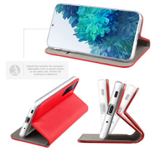 Load image into Gallery viewer, Moozy Case Flip Cover for Samsung S20 FE, Red - Smart Magnetic Flip Case with Card Holder and Stand
