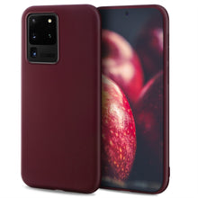 Carica l&#39;immagine nel visualizzatore di Gallery, Moozy Minimalist Series Silicone Case for Samsung S20 Ultra, Wine Red - Matte Finish Slim Soft TPU Cover
