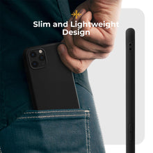 Cargar imagen en el visor de la galería, Moozy Minimalist Series Silicone Case for iPhone 11 Pro Max, Black - Matte Finish Slim Soft TPU Cover
