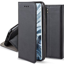 Load image into Gallery viewer, Moozy Case Flip Cover for Xiaomi Mi Note 10, Xiaomi Mi Note 10 Pro, Black - Smart Magnetic Flip Case with Card Holder and Stand
