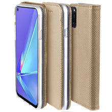 Load image into Gallery viewer, Moozy Case Flip Cover for Oppo A72, Oppo A52 and Oppo A92, Gold - Smart Magnetic Flip Case with Card Holder and Stand
