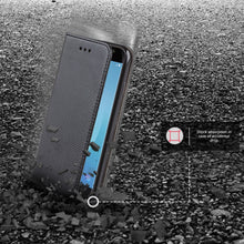Lade das Bild in den Galerie-Viewer, Moozy Case Flip Cover for Samsung J3 2017, Black - Smart Magnetic Flip Case with Card Holder and Stand
