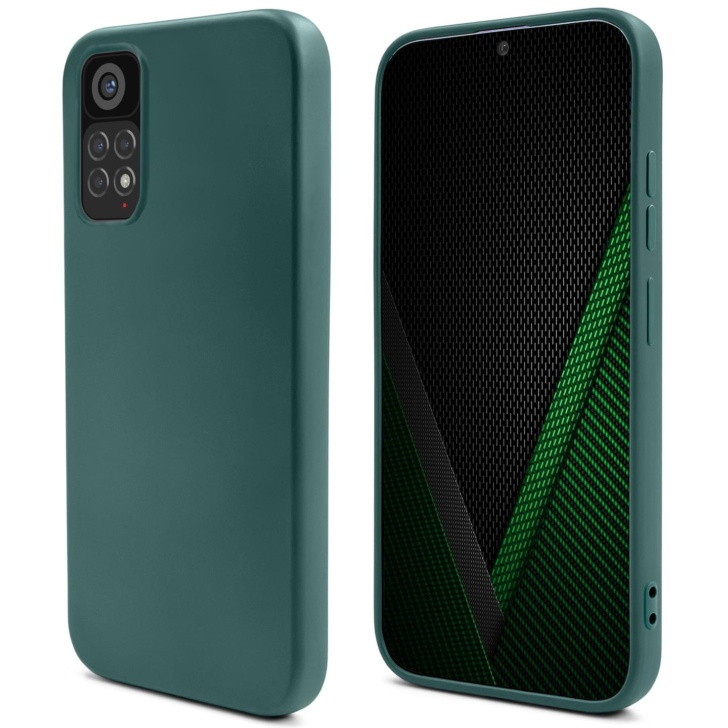 Moozy Lifestyle. Silicone Case for Xiaomi Redmi Note 11 Pro 5G and 4G, Dark Green - Liquid Silicone Lightweight Cover with Matte Finish and Soft Microfiber Lining, Premium Silicone Case