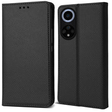 Afbeelding in Gallery-weergave laden, Moozy Case Flip Cover for Honor 50 / Huawei Nova 9, Black - Smart Magnetic Flip Case Flip Folio Wallet Case with Card Holder and Stand, Credit Card Slots, Kickstand Function
