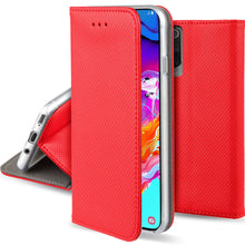 Cargar imagen en el visor de la galería, Moozy Case Flip Cover for Samsung A70, Red - Smart Magnetic Flip Case with Card Holder and Stand
