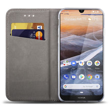 Charger l&#39;image dans la galerie, Moozy Case Flip Cover for Nokia 3.2, Dark Blue - Smart Magnetic Flip Case with Card Holder and Stand
