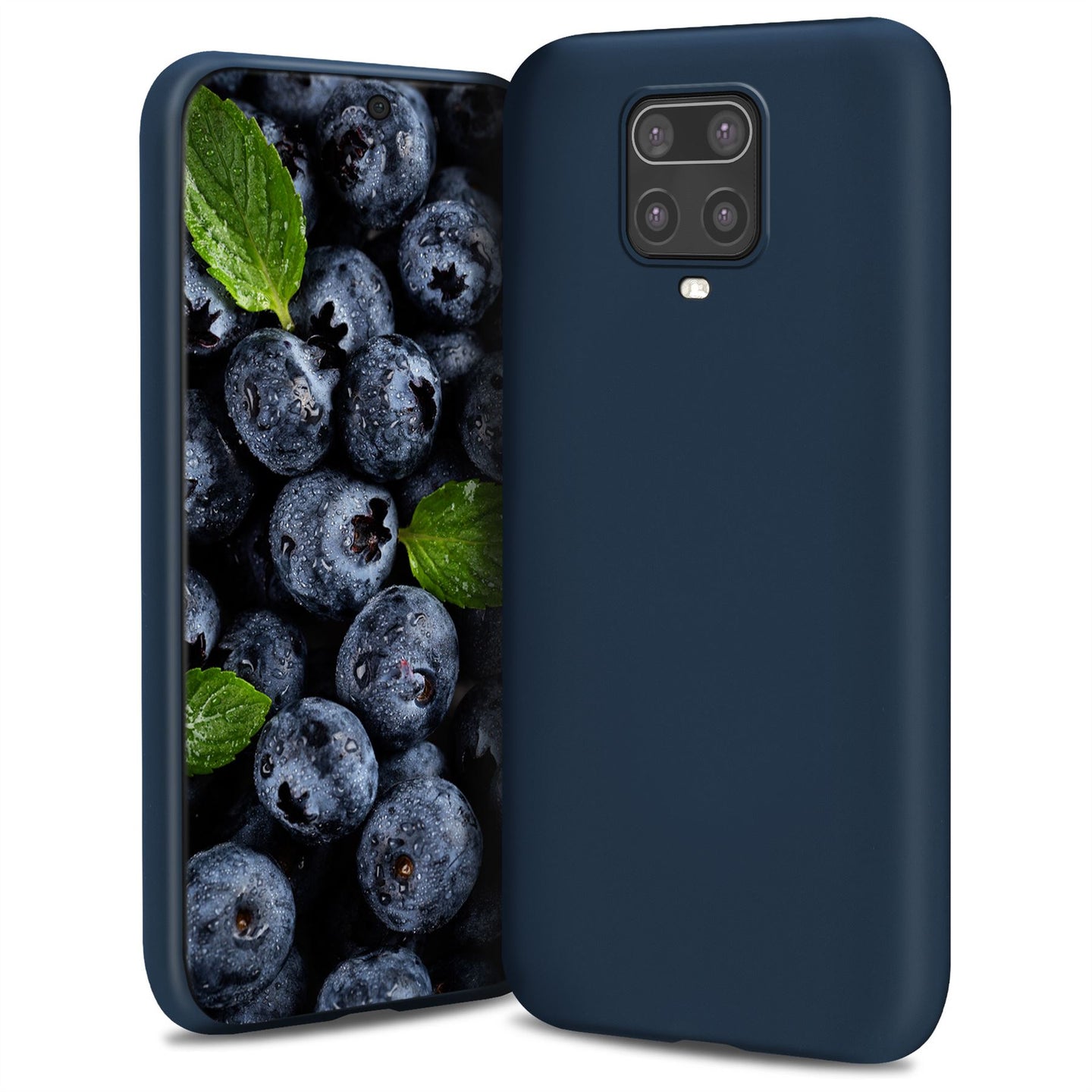 Moozy Lifestyle. Case for Xiaomi Redmi Note 9S, Redmi Note 9 Pro, Midnight Blue - Liquid Silicone Cover with Matte Finish and Soft Microfiber Lining