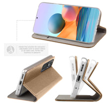 Lade das Bild in den Galerie-Viewer, Moozy Case Flip Cover for Xiaomi Redmi Note 10 Pro and Redmi Note 10 Pro Max, Gold - Smart Magnetic Flip Case Flip Folio Wallet Case
