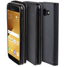Cargar imagen en el visor de la galería, Moozy Case Flip Cover for Samsung A5 2017, Black - Smart Magnetic Flip Case with Card Holder and Stand
