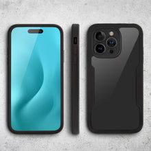 Załaduj obraz do przeglądarki galerii, Moozy 360 Case for iPhone 14 Pro - Black Rim Transparent Case, Full Body Double-sided Protection, Cover with Built-in Screen Protector
