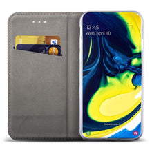 Cargar imagen en el visor de la galería, Moozy Case Flip Cover for Samsung A80, Gold - Smart Magnetic Flip Case with Card Holder and Stand
