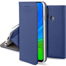 Charger l&#39;image dans la galerie, Moozy Case Flip Cover for Huawei P Smart 2020, Dark Blue - Smart Magnetic Flip Case with Card Holder and Stand
