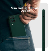 Carica l&#39;immagine nel visualizzatore di Gallery, Moozy Minimalist Series Silicone Case for Samsung A12, Midnight Green - Matte Finish Lightweight Mobile Phone Case Slim Soft Protective
