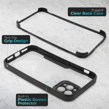 Cargar imagen en el visor de la galería, Moozy 360 Case for iPhone 13 Pro Max - Black Rim Transparent Case, Full Body Double-sided Protection, Cover with Built-in Screen Protector
