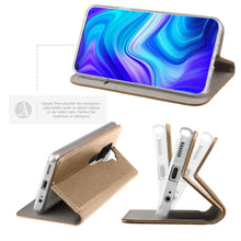 Lade das Bild in den Galerie-Viewer, Moozy Case Flip Cover for Xiaomi Redmi Note 9, Gold - Smart Magnetic Flip Case with Card Holder and Stand

