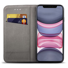 Charger l&#39;image dans la galerie, Moozy Case Flip Cover for iPhone 11, Black - Smart Magnetic Flip Case with Card Holder and Stand
