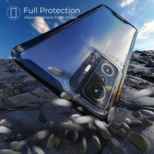 Lade das Bild in den Galerie-Viewer, Moozy Xframe Shockproof Case for Xiaomi 11T and Xiaomi 11T Pro - Black Rim Transparent Case, Double Colour Clear Hybrid Cover with Shock Absorbing TPU Rim
