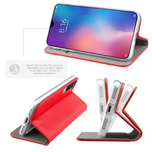 Lade das Bild in den Galerie-Viewer, Moozy Case Flip Cover for Xiaomi Mi 9 SE, Red - Smart Magnetic Flip Case with Card Holder and Stand
