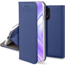 Carica l&#39;immagine nel visualizzatore di Gallery, Moozy Case Flip Cover for Xiaomi Mi 11 Lite and Mi 11 Lite 5G, Dark Blue - Smart Magnetic Flip Case Flip Folio Wallet Case
