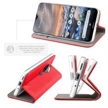 Charger l&#39;image dans la galerie, Moozy Case Flip Cover for Nokia 7.2, Nokia 6.2, Red - Smart Magnetic Flip Case with Card Holder and Stand
