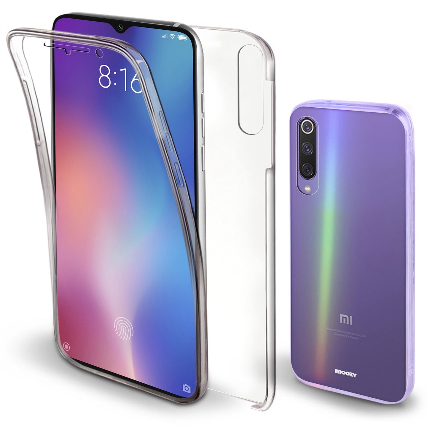 Moozy 360 Degree Case for Xiaomi Mi 9 - Transparent Full body Slim Cover - Hard PC Back and Soft TPU Silicone Front