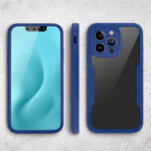 Cargar imagen en el visor de la galería, Moozy 360 Case for iPhone 13 Pro Max - Blue Rim Transparent Case, Full Body Double-sided Protection, Cover with Built-in Screen Protector
