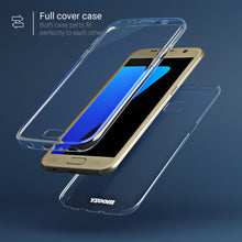 Carica l&#39;immagine nel visualizzatore di Gallery, Moozy 360 Degree Case for Samsung S7 - Full body Front and Back Slim Clear Transparent TPU Silicone Gel Cover
